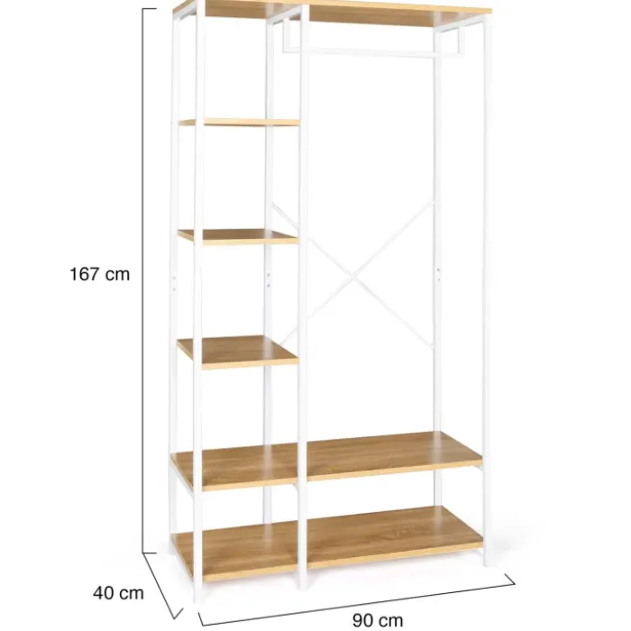 Dressing penderie avec étagère style industriel blanc 90 cm
