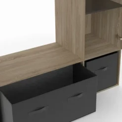 Dressing penderie avec étagères et rangements noirs