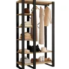 Dressing penderie avec étagère noir et bois 90 cm
