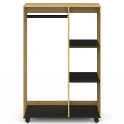 Dressing penderie RACHEL 80 x 40 x 120 cm à roulettes hêtre et noir