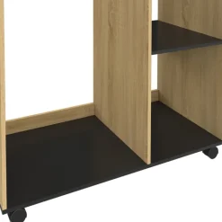 Dressing penderie RACHEL 80 x 40 x 120 cm à roulettes hêtre et noir