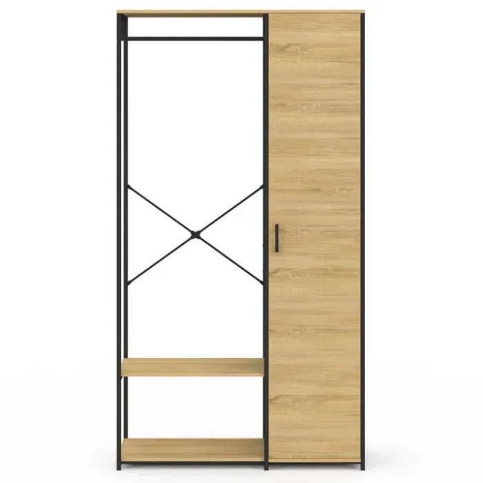 Dressing penderie étagères avec porte L. 90 cm design industriel