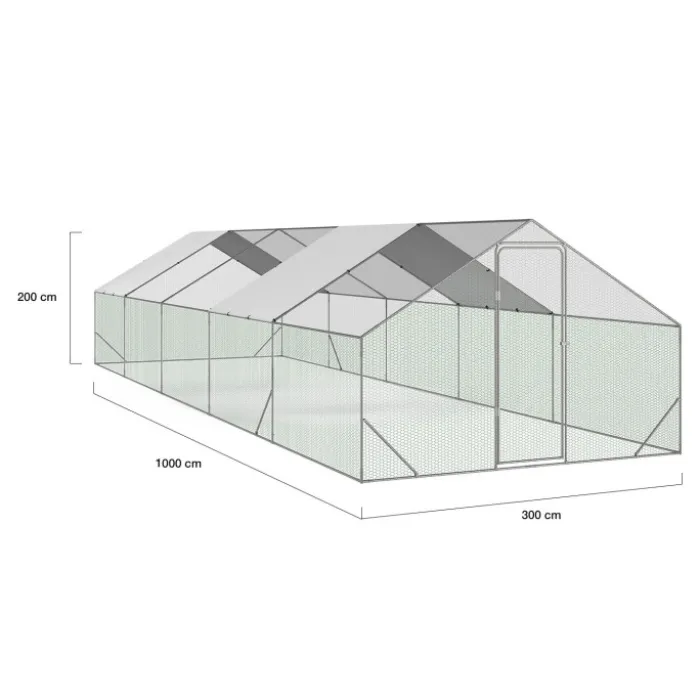 Enclos poulailler 30 m² parc grillagé en acier galvanisé