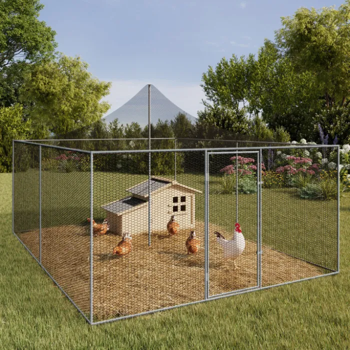 Enclos poulailler 3 x 4 m de 12 m2 en acier galvanisé