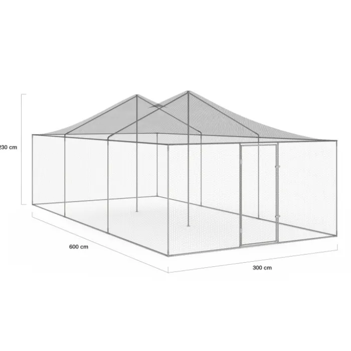 Enclos poulailler en acier galvanisé 18 m² 6x3 m volière extérieure XXL