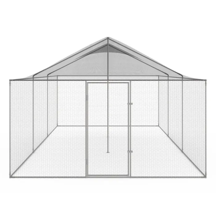 Enclos poulailler en acier galvanisé 18 m² 6x3 m volière extérieure XXL