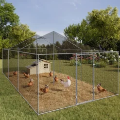Enclos poulailler en acier galvanisé 18 m² 6x3 m volière extérieure XXL