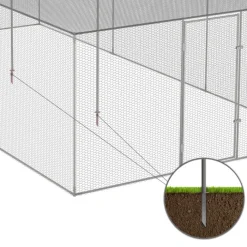 Enclos poulailler en acier galvanisé 18 m² 6x3 m volière extérieure XXL
