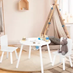 Ensemble de table et chaises pour enfant en bois blanc