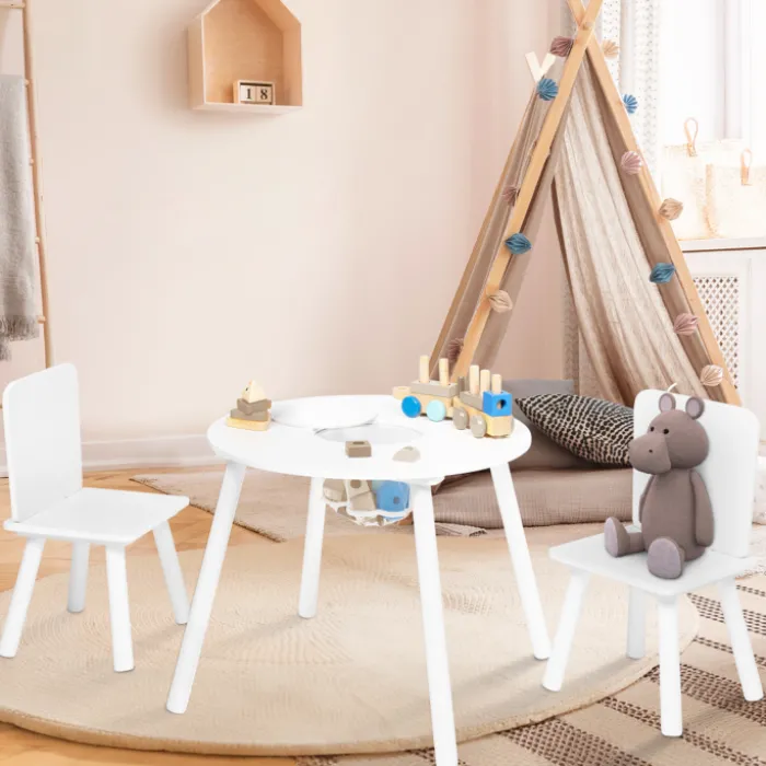 Ensemble de table et chaises pour enfant en bois blanc