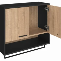 Ensemble meubles de buanderie pour machine à laver noir et hêtre