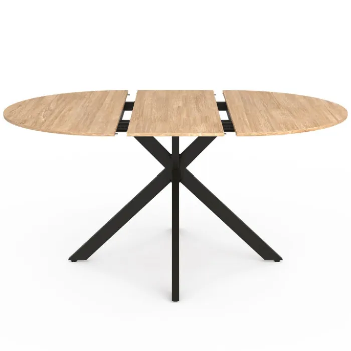 Ensemble table à manger ronde extensible 110 - 150 cm et 4 chaises en velours gris foncé