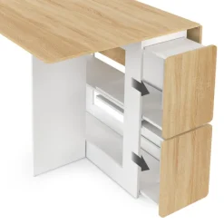 Ensemble table console pliable 2-4 personnes bois blanc et plateau façon hêtre avec 4 tabourets