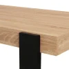 Ensemble table de bar bois et noir et 2 tabourets noir pied noir