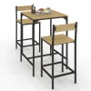 Ensemble table de bar carrée 60 cm et 2 chaises de bar design industriel