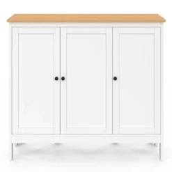 Ensemble table de bar ilot et 2 tabourets bois blanc plateau façon hêtre