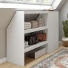 Ensemble étagère 2 niveaux + armoire 2 portes sous pente blanc