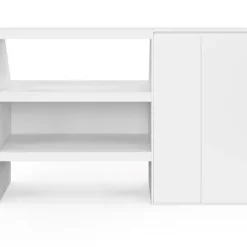 Ensemble étagère 2 niveaux + armoire 2 portes sous pente blanc