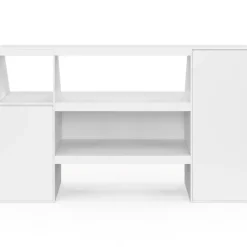 Ensemble étagère 2 niveaux, armoire 2 armoire 1 porte + 1 niche sous pente TOMI blanc