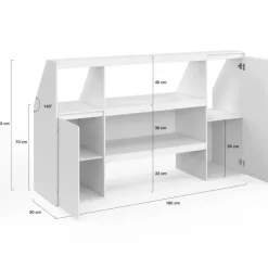 Ensemble étagère 2 niveaux, armoire 2 armoire 1 porte + 1 niche sous pente TOMI blanc