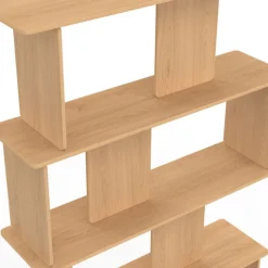 Etagère 4 niveaux asymétrique façon hêtre design arrondi