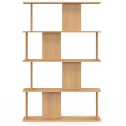Etagère 4 niveaux asymétrique façon hêtre design arrondi