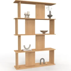 Etagère 4 niveaux asymétrique façon hêtre design arrondi