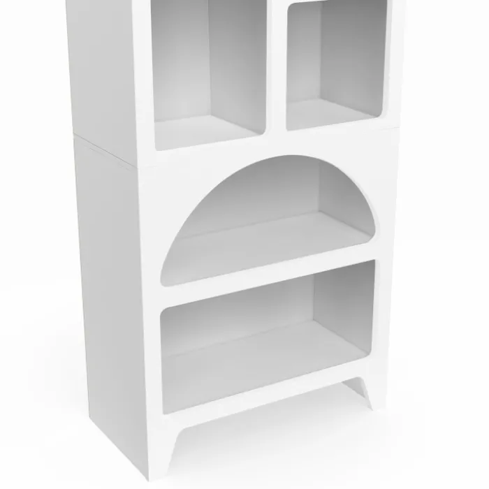 Etagère bibliothèque 6 compartiments style organique bois blanc
