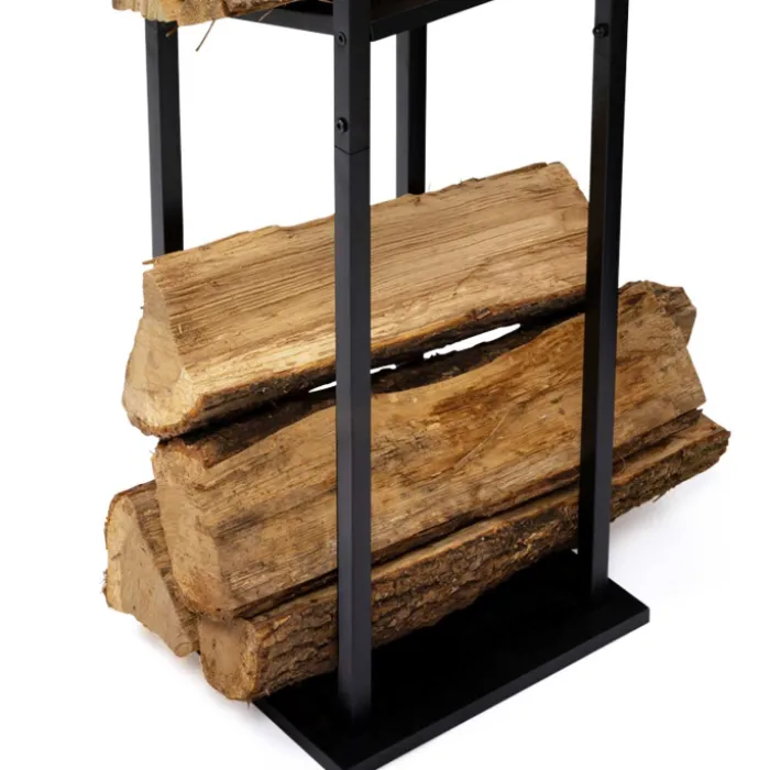 Etagère de rangement pour bois de chauffage en acier noir