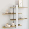 Etagère murale avec étagères coulissantes 4 niveaux façon hêtre et blanc