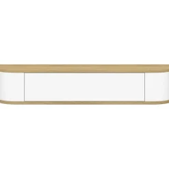 Etagère murale console d'entrée 1 porte blanc et effet bois