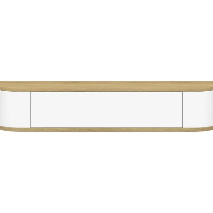 Etagère murale console d'entrée 1 porte blanc et effet bois