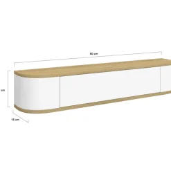 Etagère murale console d'entrée 1 porte blanc et effet bois