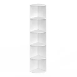 Etagère murale d'angle 5 niveaux blanche à poser ou à fixer