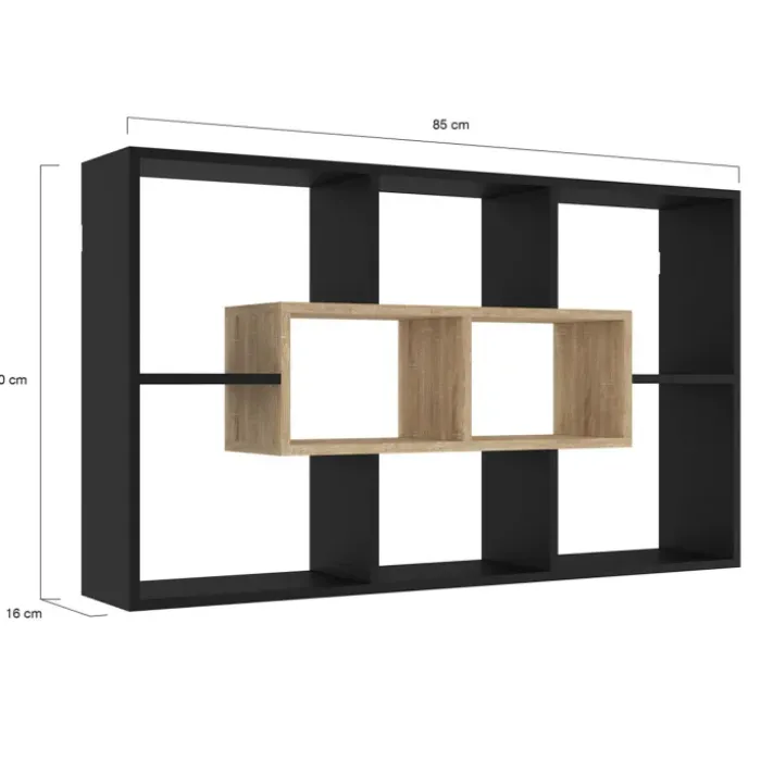 Etagère murale noire et effet bois