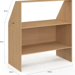Etagère sous pente 2 niveaux 100 x 50 x 70/110 cm bois façon hêtre