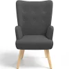 Fauteuil avec repose-pieds gris anthracite style scandinave