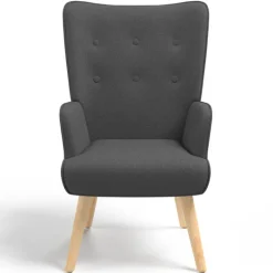 Fauteuil avec repose-pieds gris anthracite style scandinave
