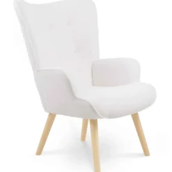 Fauteuil bouclette blanche style scandinave