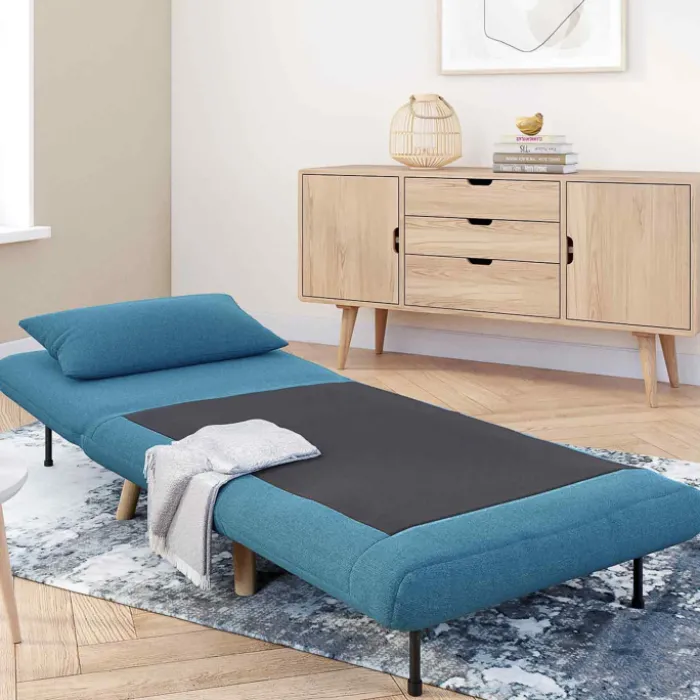 Fauteuil convertible en lit 1 place bleu canard