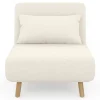 Fauteuil convertible en lit d'appoint 1 place 80x190 cm bouclette blanc