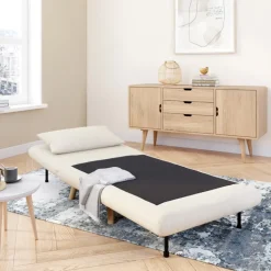 Fauteuil convertible en lit d'appoint 1 place 80x190 cm bouclette blanc