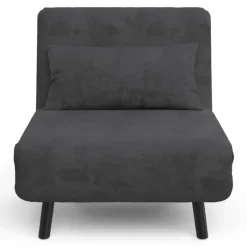 Fauteuil convertible en lit 1 place velours gris anthracite