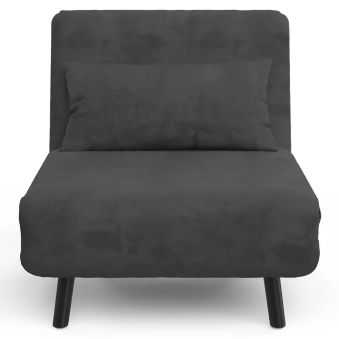 Fauteuil convertible en lit 1 place velours gris anthracite