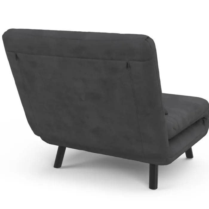 Fauteuil convertible en lit 1 place velours gris anthracite