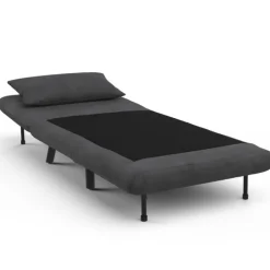 Fauteuil convertible en lit 1 place velours gris anthracite