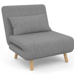 Fauteuil convertible en lit 1 place gris clair