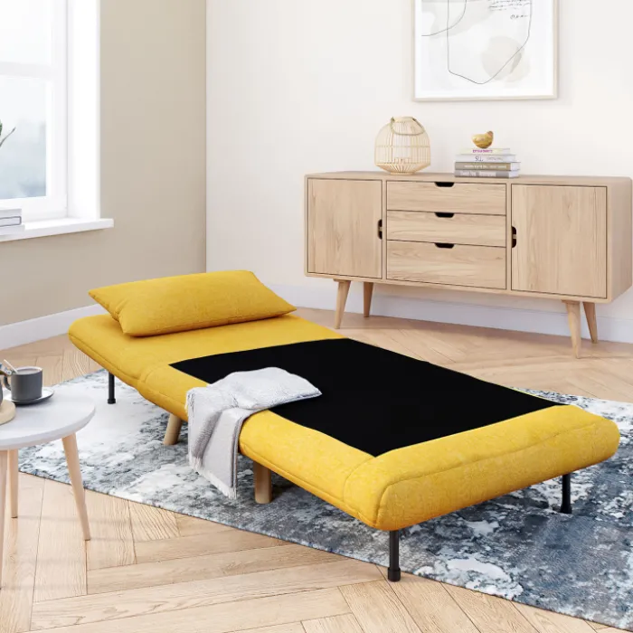 Fauteuil convertible en lit 80x190cm tissu jaune