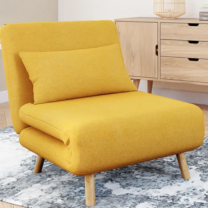 Fauteuil convertible en lit 80x190cm tissu jaune