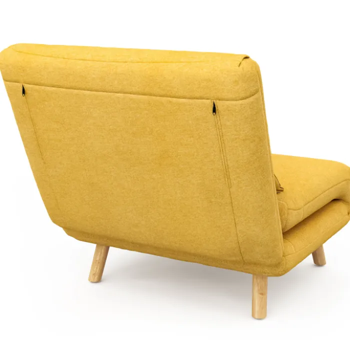 Fauteuil convertible en lit 80x190cm tissu jaune